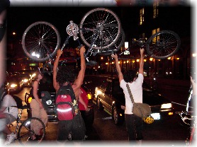 The cyclists took over the streets and stopped traffic