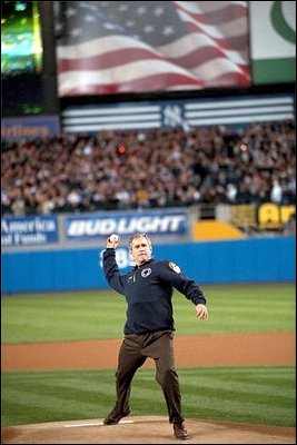 President Bush throws out the first ball