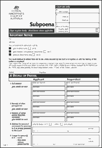 Subpoena: a command to a witness to appear and give testimony
