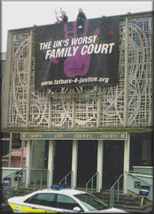 Fathers 4 Justice unfurled a giant banner declaring United Kingdom's "Worst Family Court"