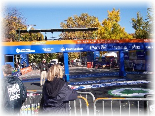 The NYC Marathon finish line at 66th St. and Central Park West