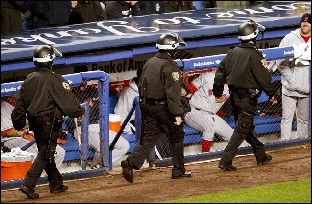 Riot police were called in for the safty of the teams and umpires